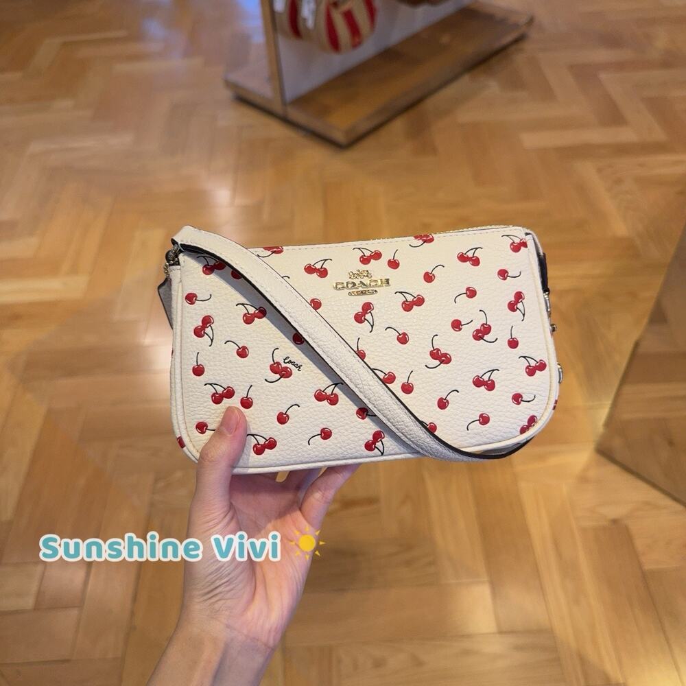 NWT Coach Nolita 19 With Cherry Print CEX29 pebbled leather/Gold/Chalk Multi